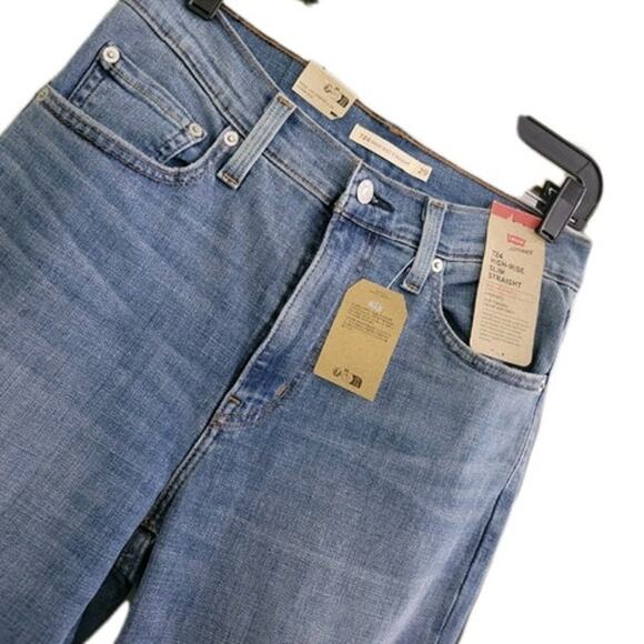 Levi's 724 High Rise Straight Jeans Women's Size 29 x 32 Blue Distressing- NEW - Picture 6 of 10